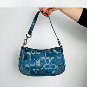 Vintage Y2K Coach Mini Canvas and Suede Bag in denim blue